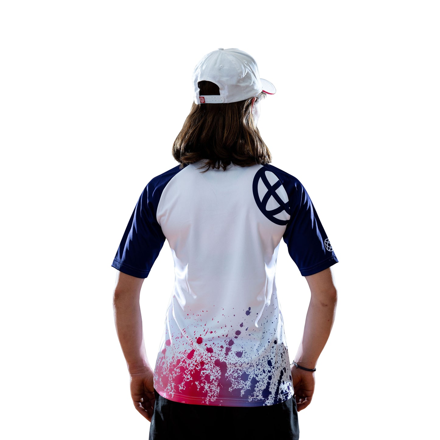 Rubber Side Down His Technicolour Short Sleeve Jersey - Women's L - White - Pink - Purple