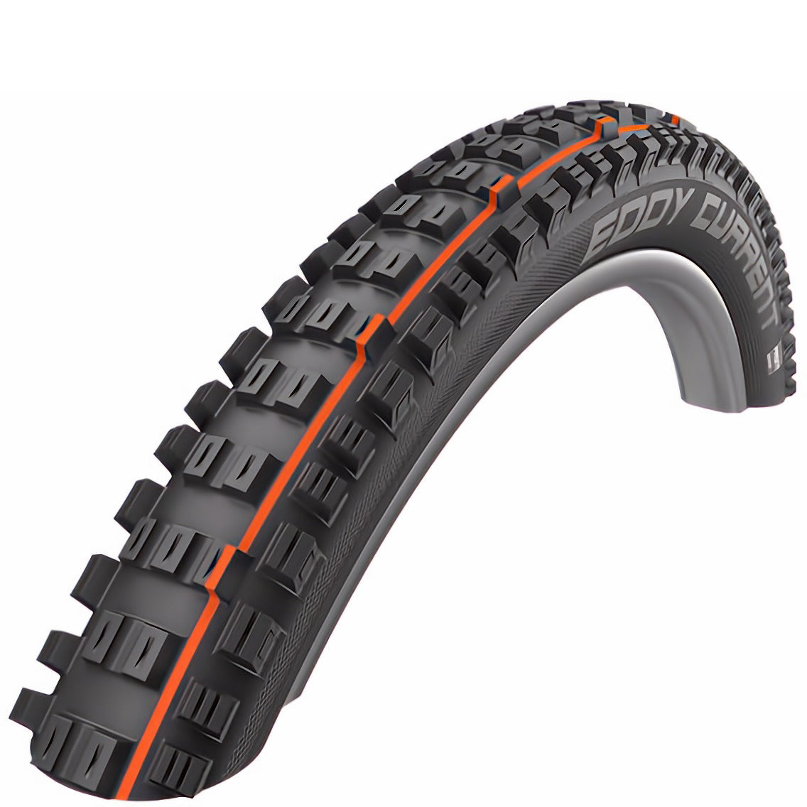 Schwalbe Eddy Current eBike Front Tyre - Black - Orange - Front - TLE Kevlar Folding - Super Trail - E-50 - Addix Soft - EVO - 2.6 Inch - 29 Inch