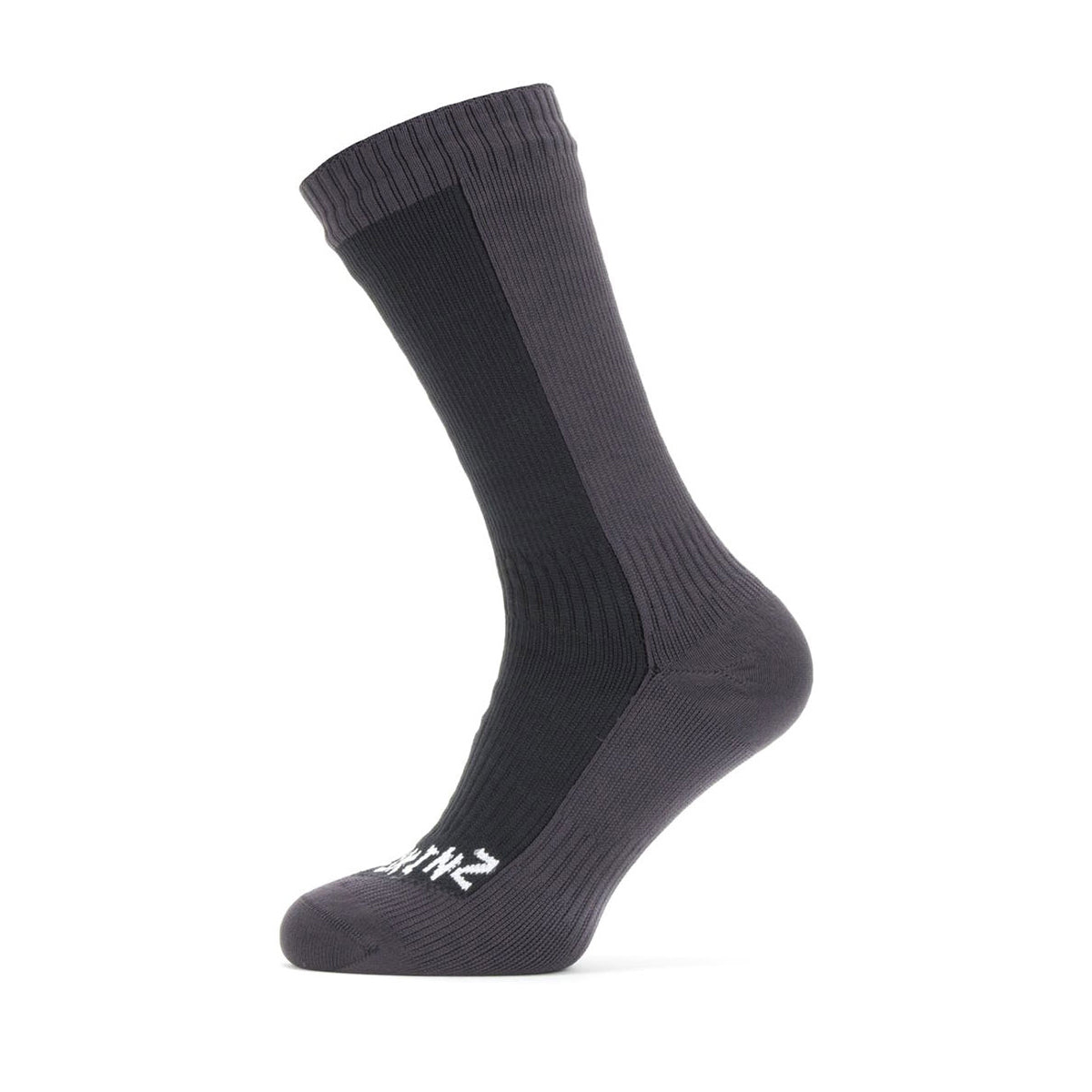 Sealskinz Waterproof Cold Weather Mid Length Socks - S - Black - Grey