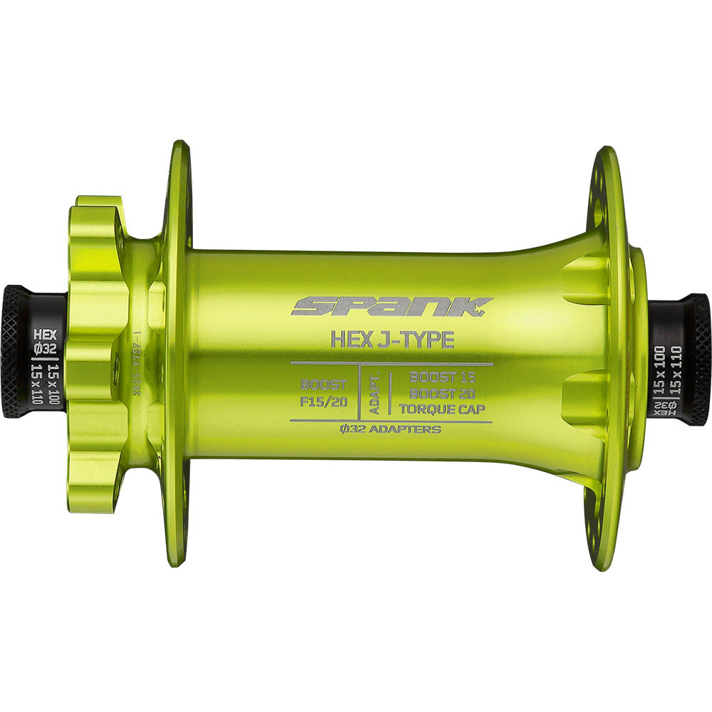 Spank Hex Front Hub - Green - 15x110mm Boost-20x110mm - J-Bend Spoke - 6 Bolt - Front - 32 Hole
