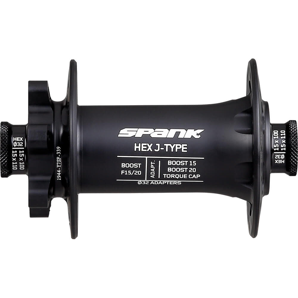 Spank Hex Front Hub - Black - 15x110mm Boost-20x110mm - J-Bend Spoke - 6 Bolt - Front - 32 Hole