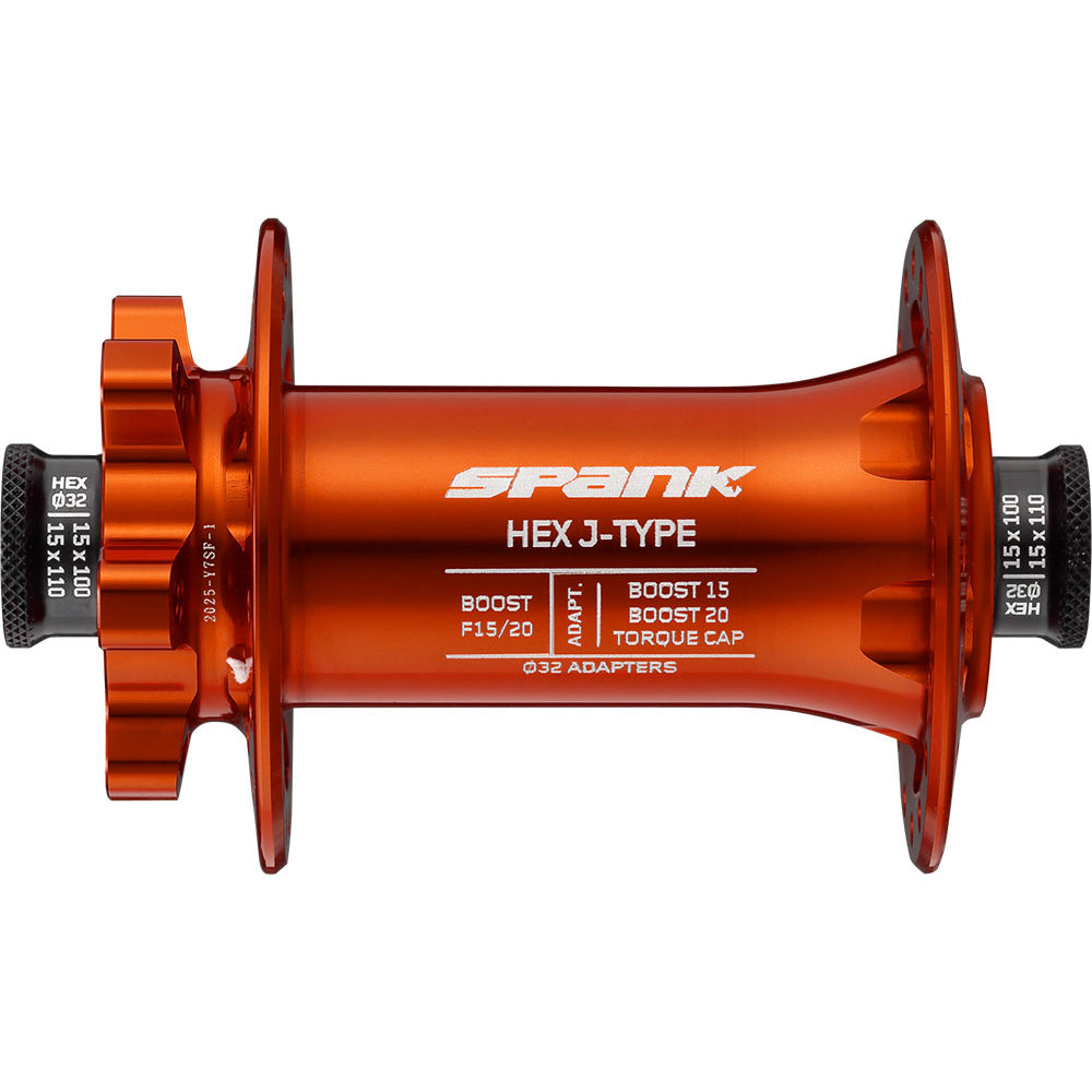 Spank Hex Front Hub - Orange - 15x110mm Boost-20x110mm - J-Bend Spoke - 6 Bolt - Front - 32 Hole