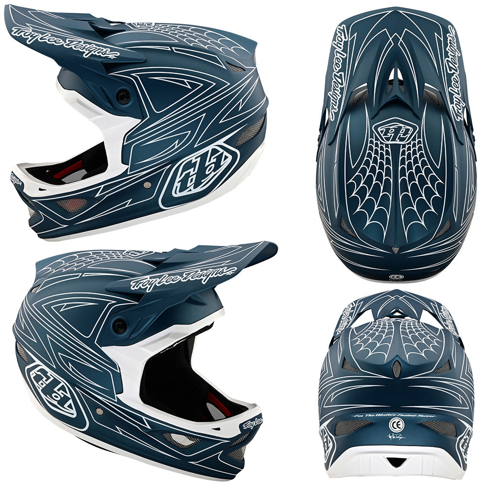 TLD D3 Fiberlite Helmet - M - Spiderstripe Blue