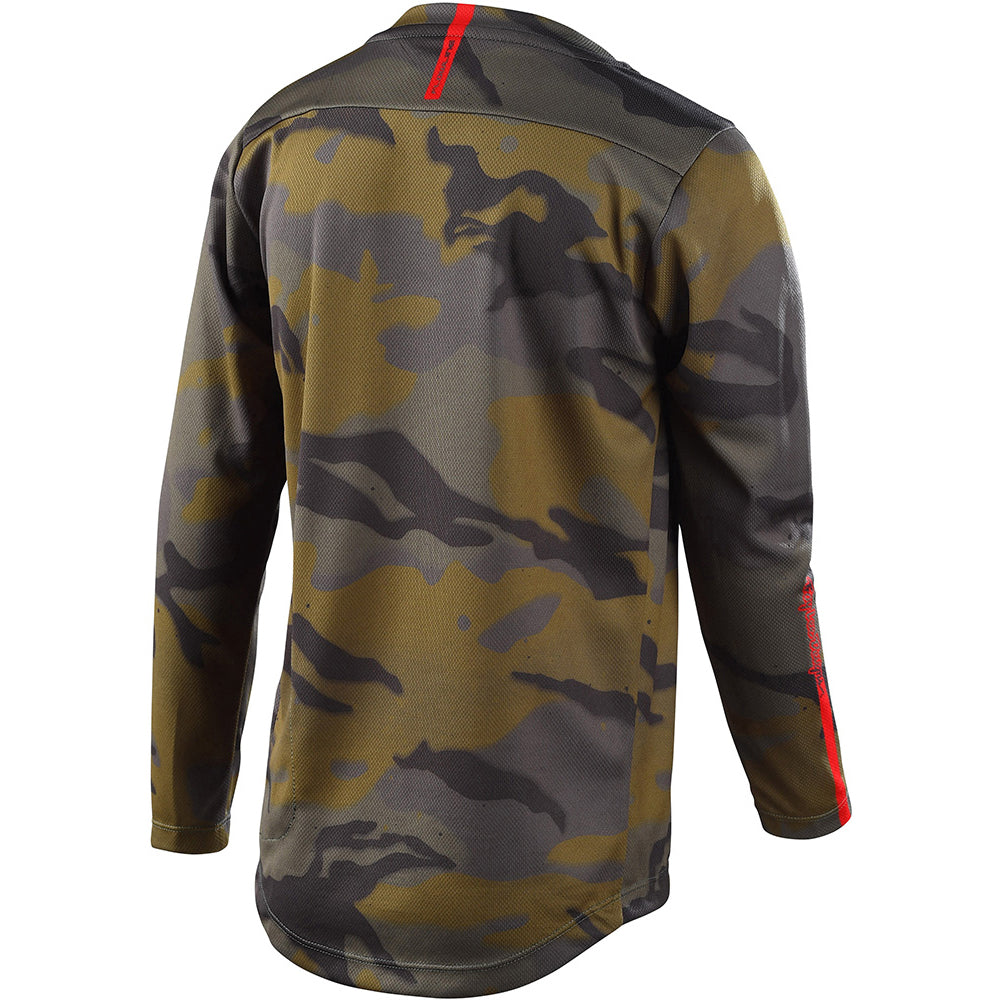 TLD Flowline Youth Long Sleeve Jersey - Youth L - Spray Camo Army