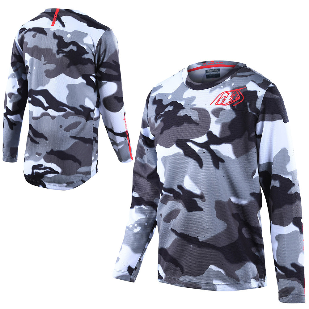 TLD Flowline Youth Long Sleeve Jersey - Youth XL - Spray Camo White