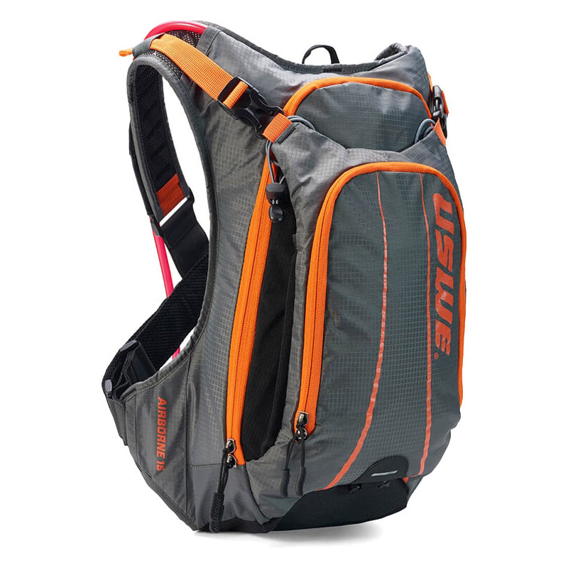 USWE Airborne-15 Hydration Pack - Grey - Orange - 15L Pack - 2.5L Bladder