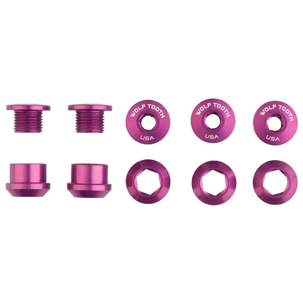 Wolf Tooth Anodized Alloy Chainring Bolts - Purple - Set of 5 - 6mm