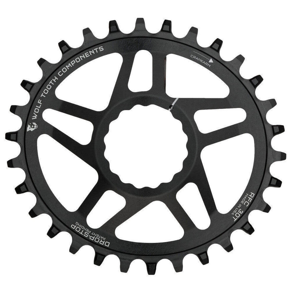 Wolf Tooth Direct Mount Drop-Stop Chainring - Race Face - Easton Cinch Direct Mount - 3mm Boost - Oval - Black - 9-12 Speed - 28T