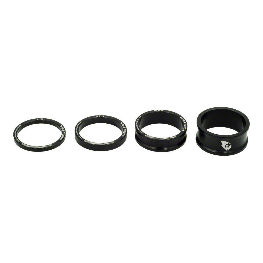 Wolf Tooth Precision Headset Spacers - Black - 3-5-10-15mm Kit