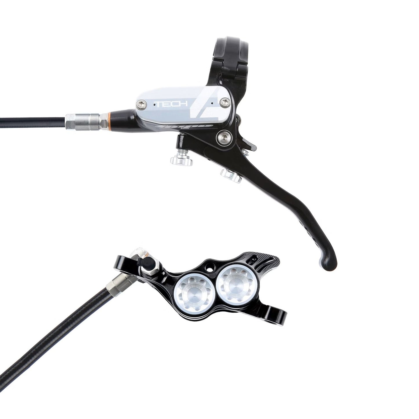 Hope Tech 4 E4 Disc Brake - Black-Silver - Front - Right Lever - 940mm