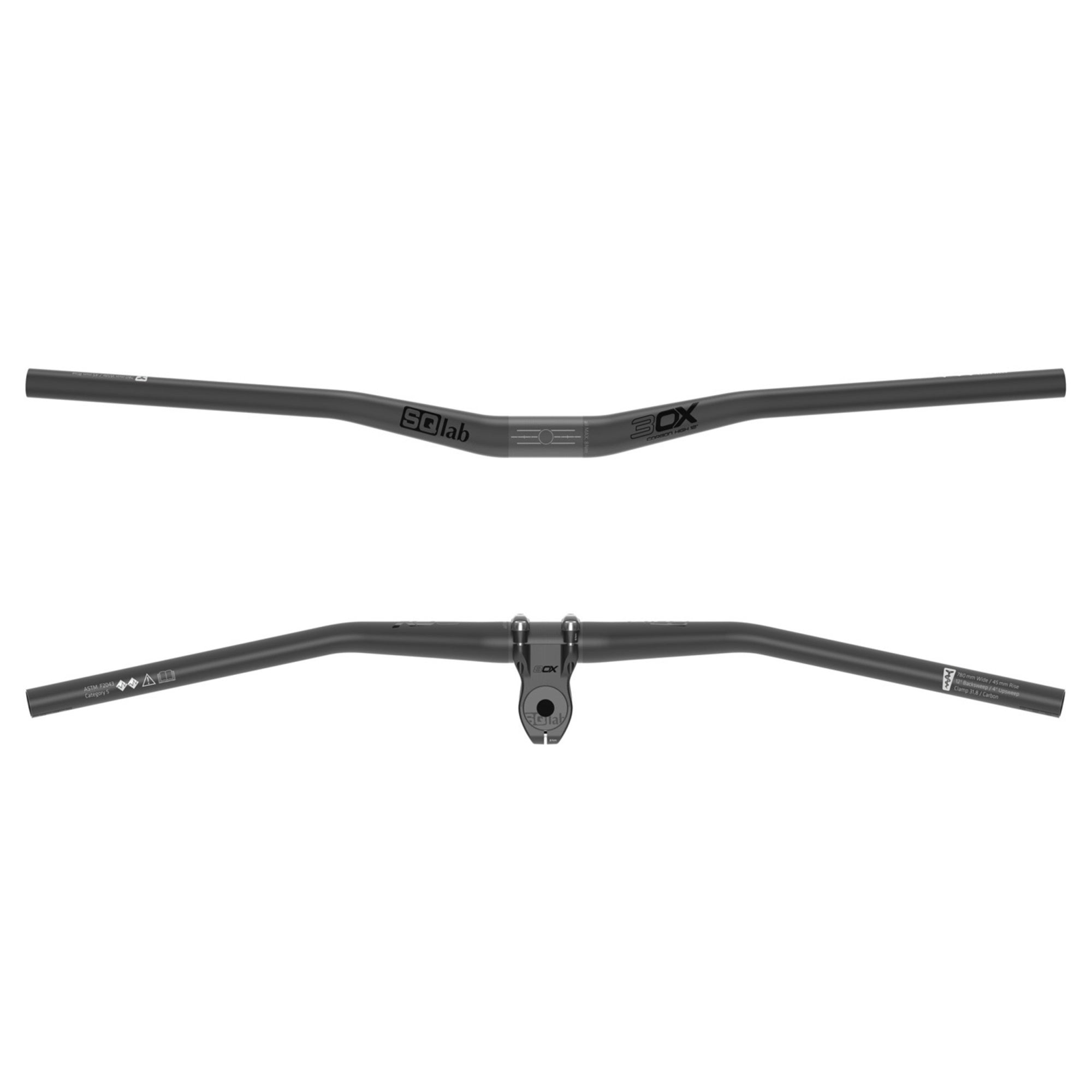 SQLab 3OX Carbon Bar 780mm 45mm Black 12 Degree