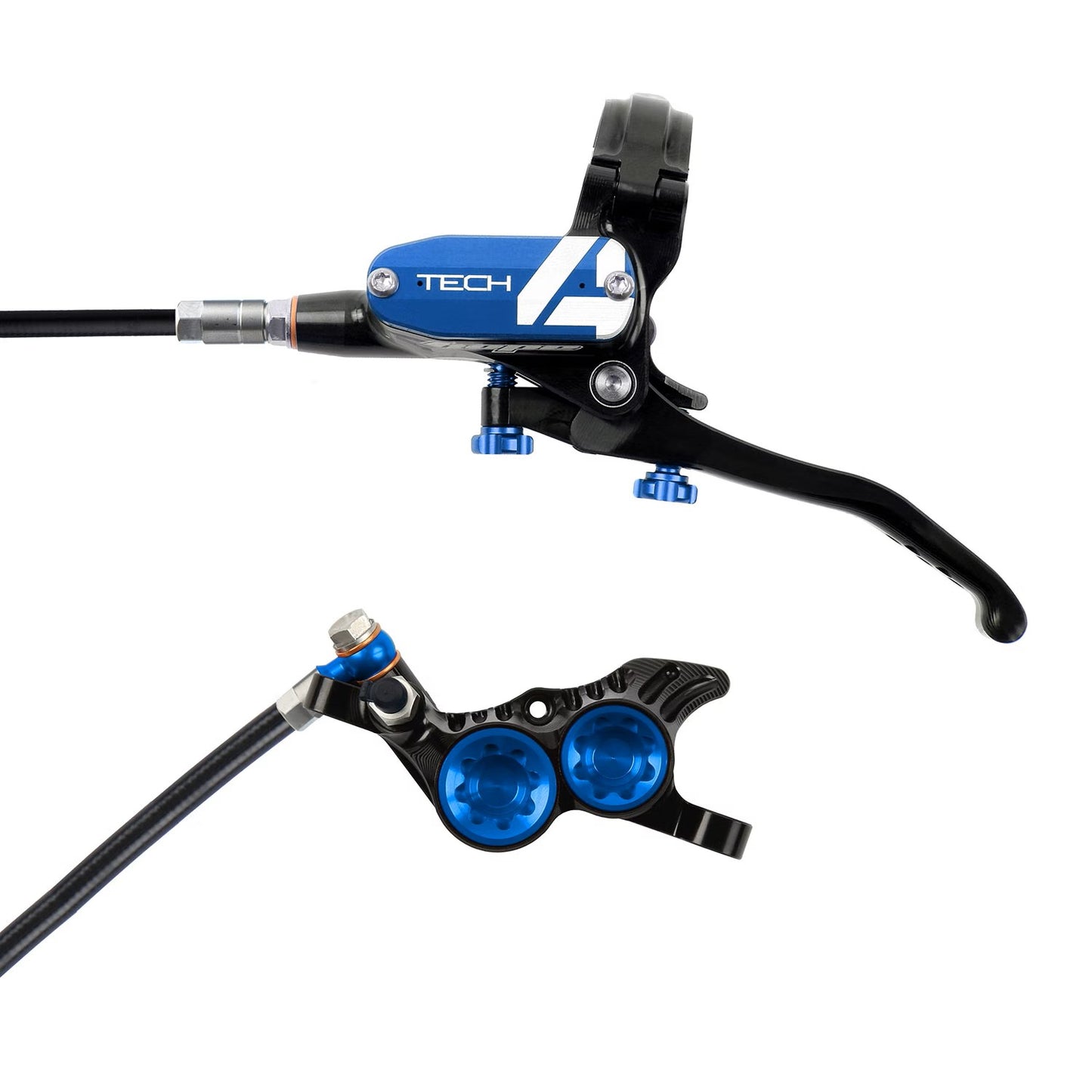 Hope Tech 4 V4 Disc Brake - Black - Blue - Front - Right Lever - 1000mm