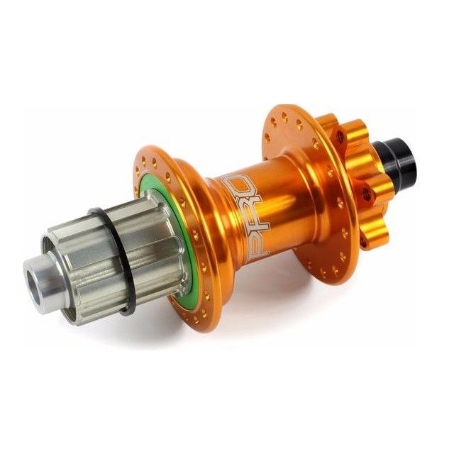 Hope Pro 4 Rear 6 Bolt Disc Hub - 12x148mm Boost - 32 Hole - Shimano HG Splined Alloy - Orange