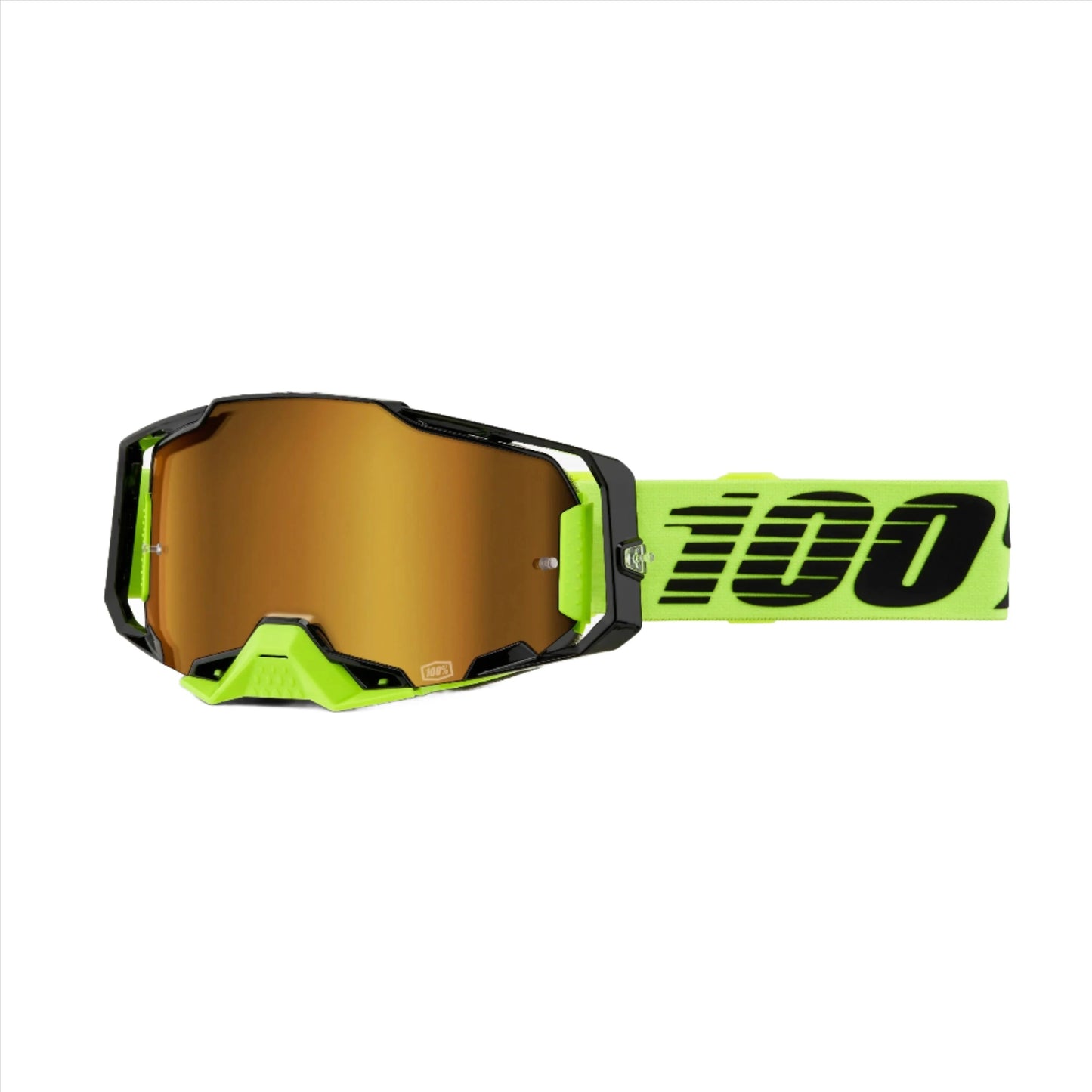 100 Percent Armega Goggles - One Size Fits Most -  Neon Yellow - Mirror Gold Lens