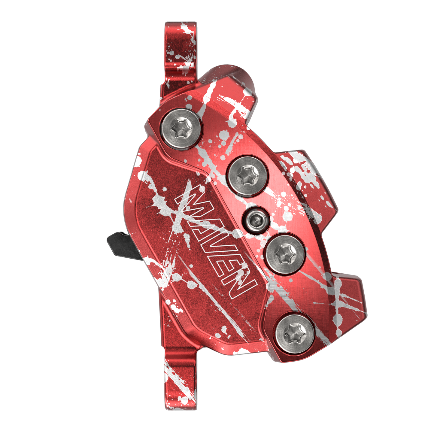 SRAM Maven Ultimate Stealth Expert 4 Piston Disc Brake Kit - Front - Right Lever & Rear - Left Lever - F:950mm & R:2000mm - Red Splash Anodized