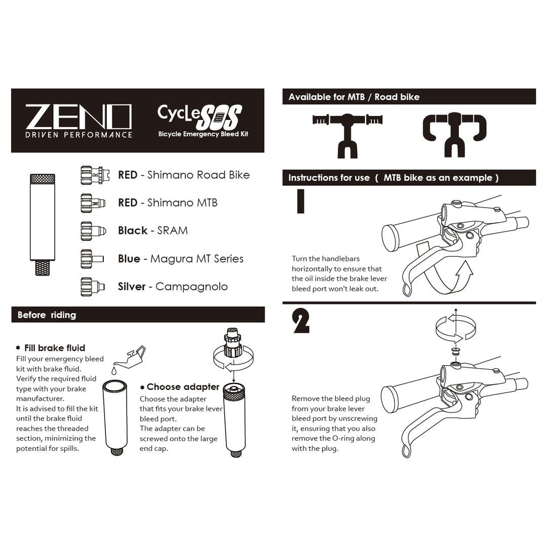 Zeno Emergency Hydraulic Bleed Kit - Bleeding Tool - Black