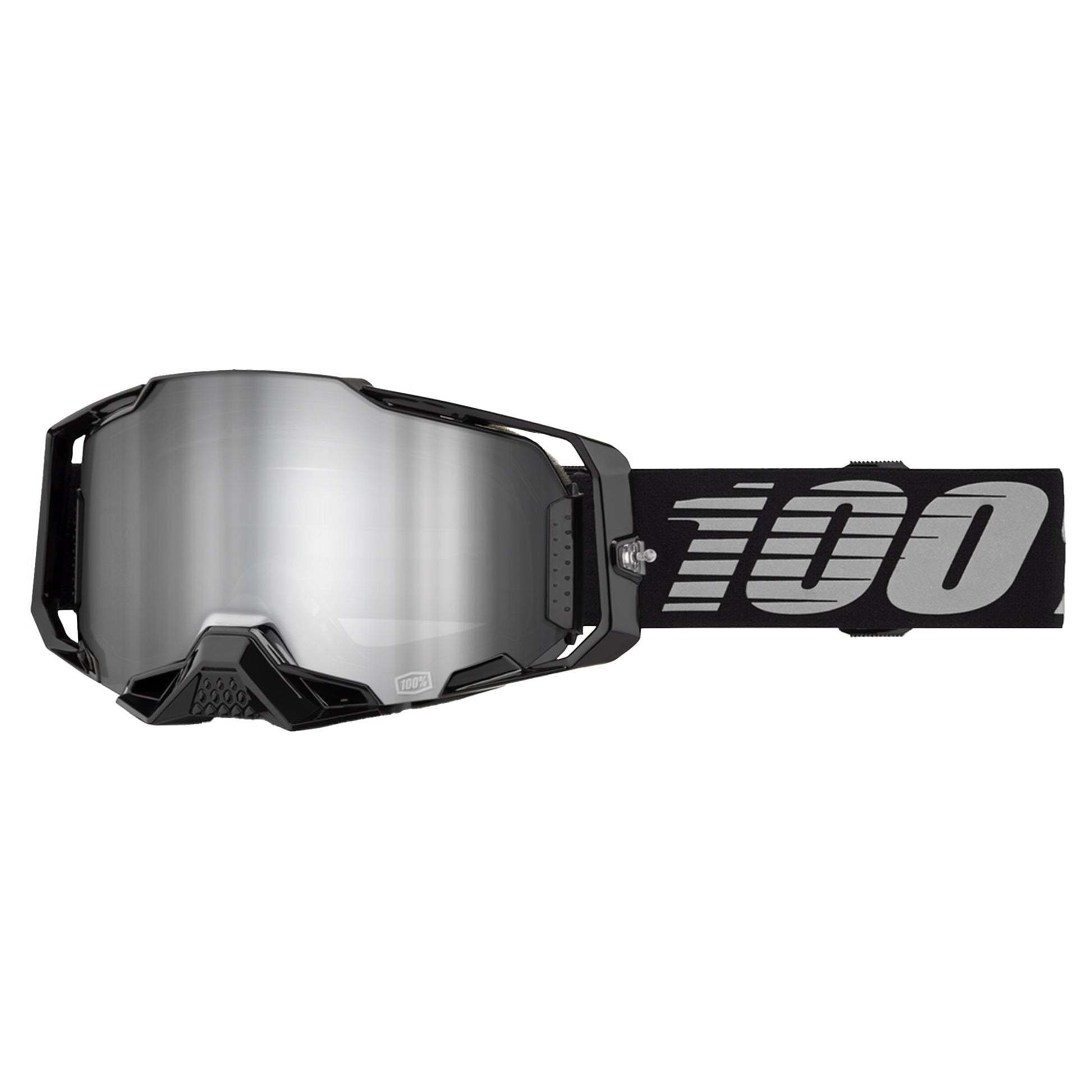 100 Percent Armega Goggles - One Size Fits Most - Black - Mirror Silver - Image 1