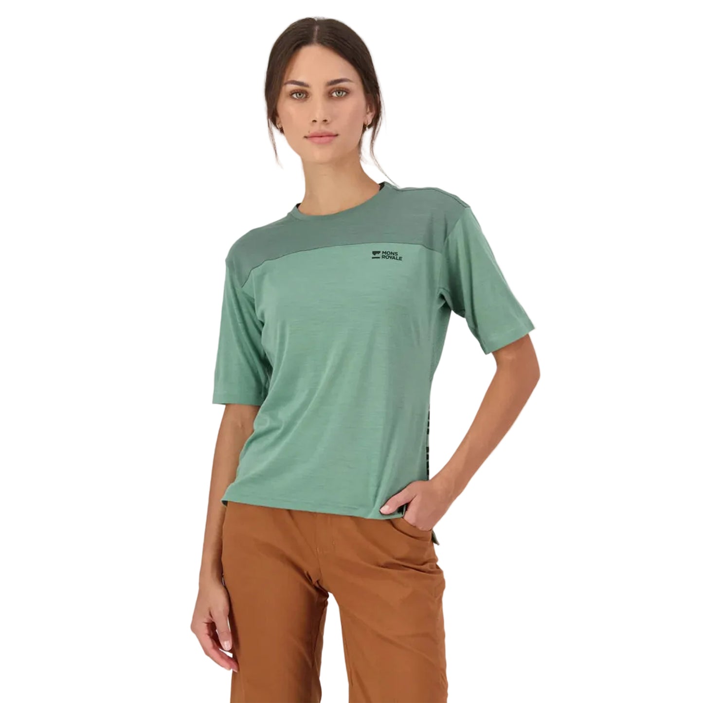 Mons Royale Diversion Merino Bike Short Sleeve Jersey - L - Thyme / Cypress