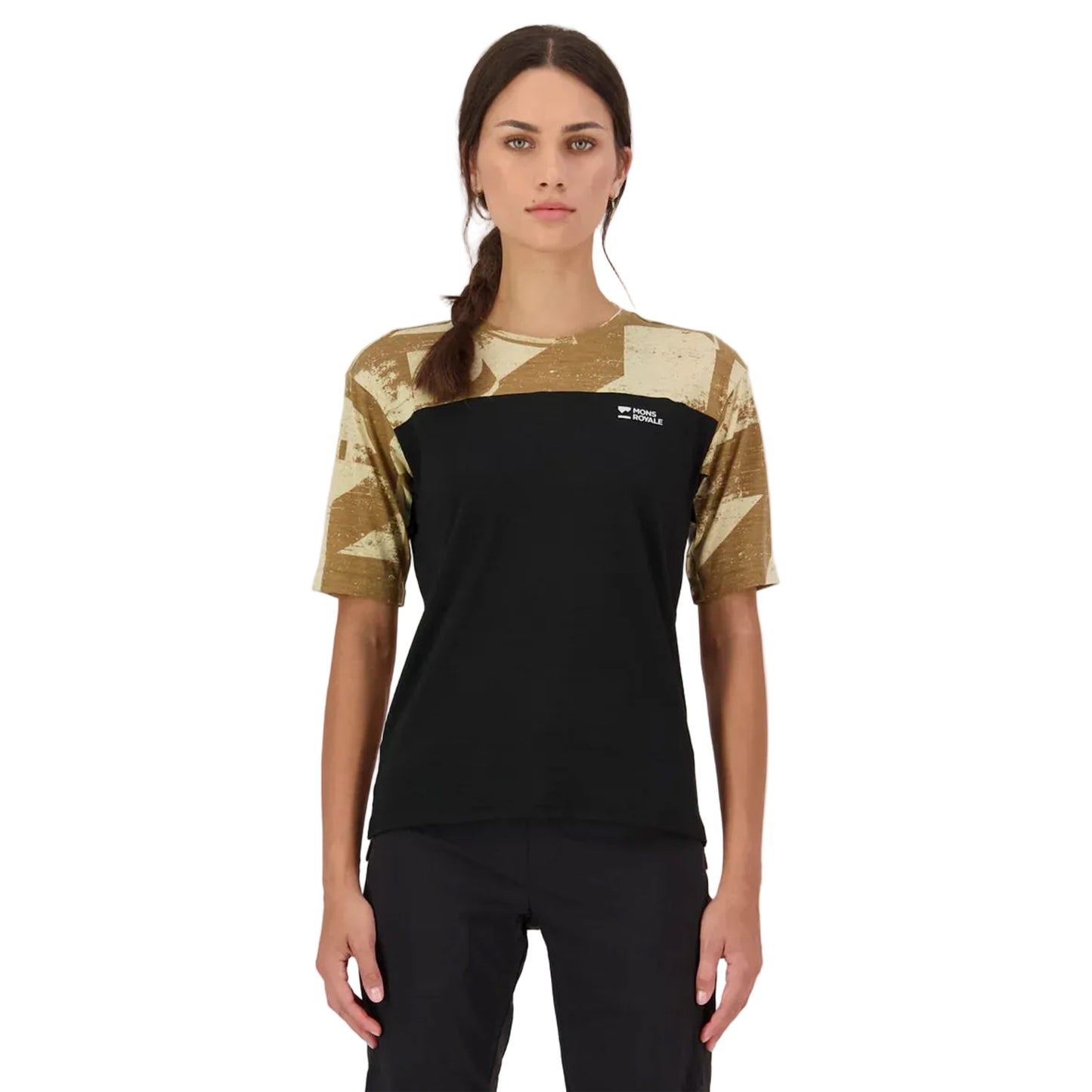 Mons Royale Women's Diversion Merino Bike Short Sleeve Jersey - XS - MR Grunge / Black