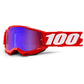 100 Percent Accuri 2 Youth Goggles - One Size Fits Most - Neon Red - Red - Blue Mirror Lens - 2021 - One Size Fits Most