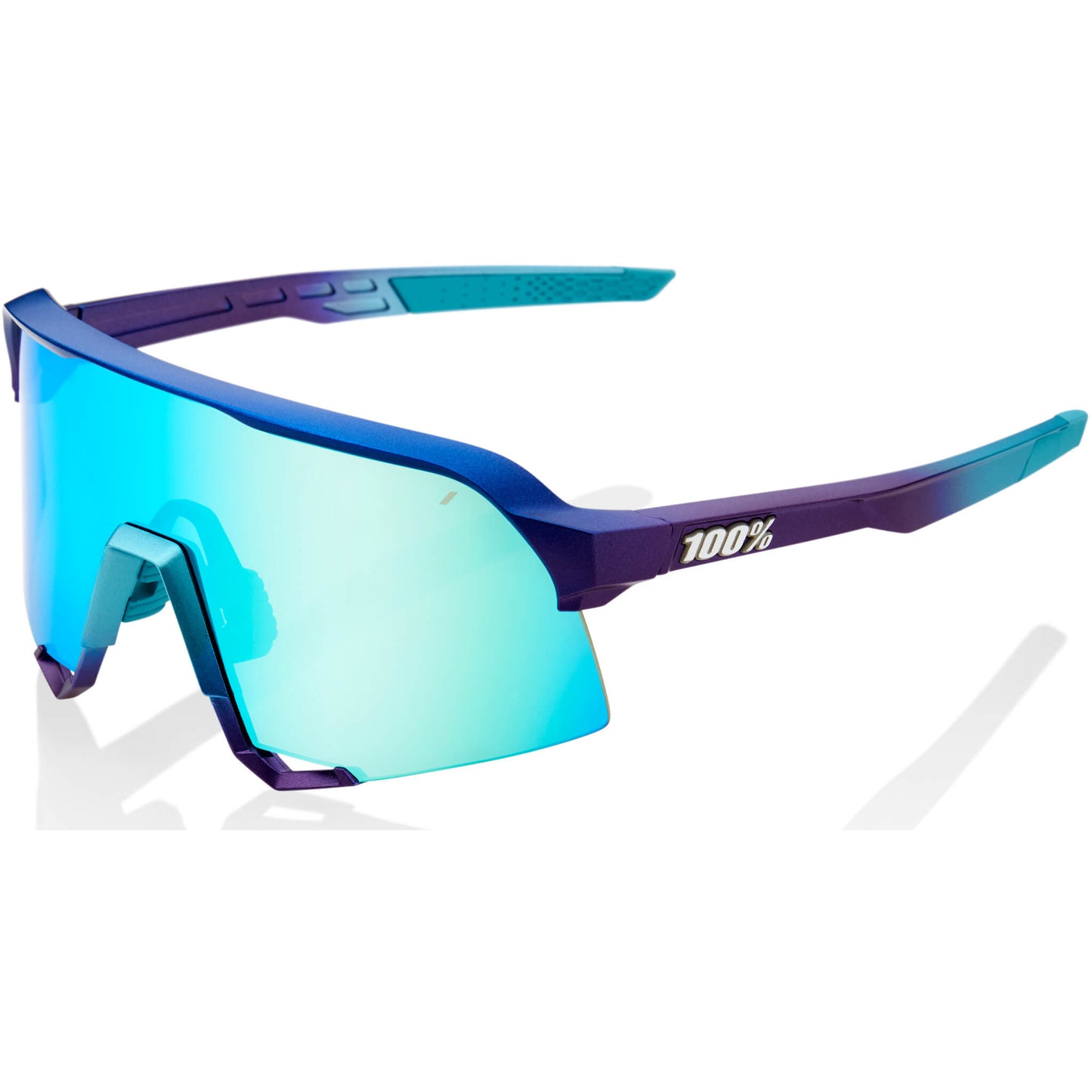 100 Percent S3 Sunglasses - One Size Fits Most - Matte Metallic Into The Fade Blue Topaz Multilayer Mirror Lens
