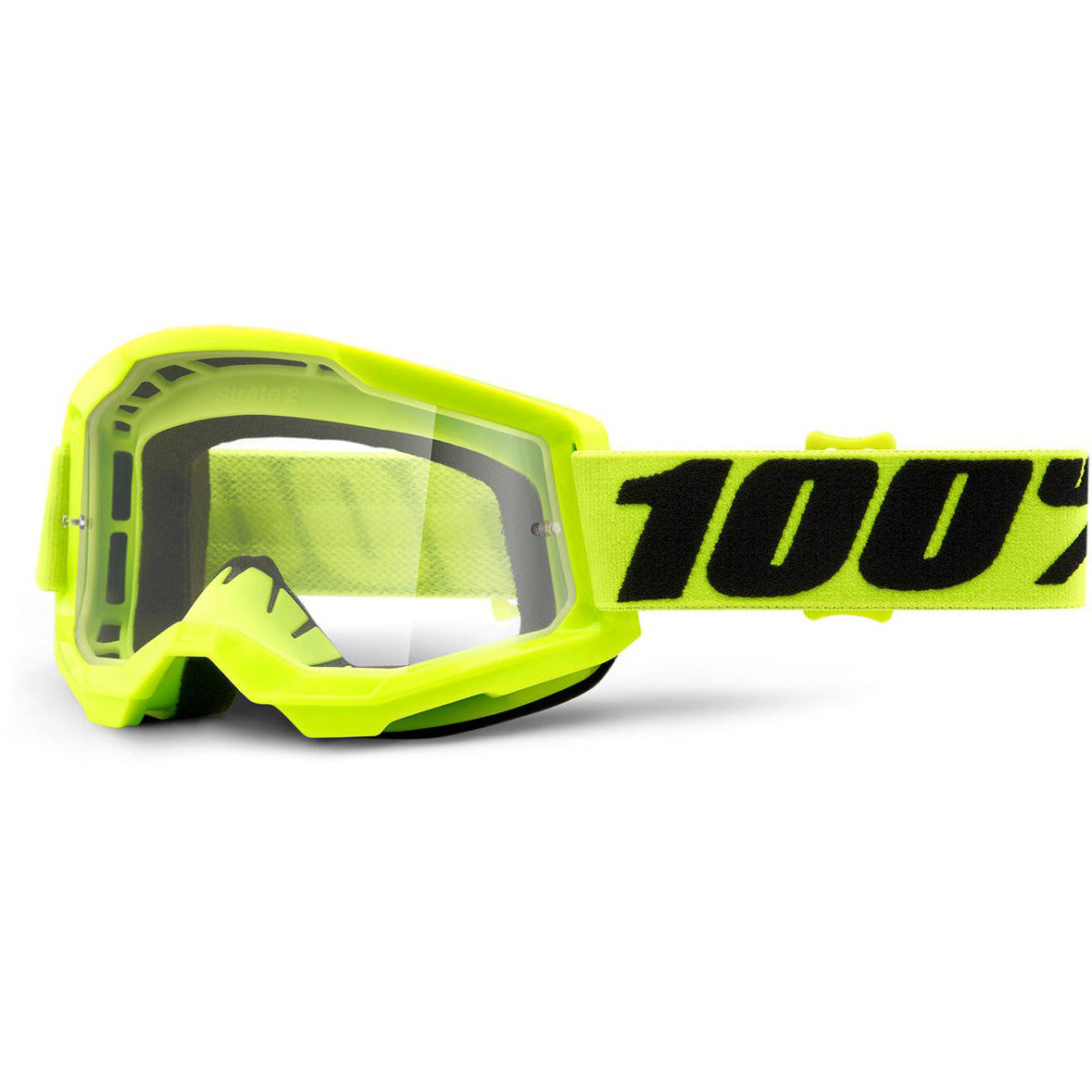 100 Percent Strata 2 Goggles - One Size Fits Most -  Fluo Yellow - Clear Lens
