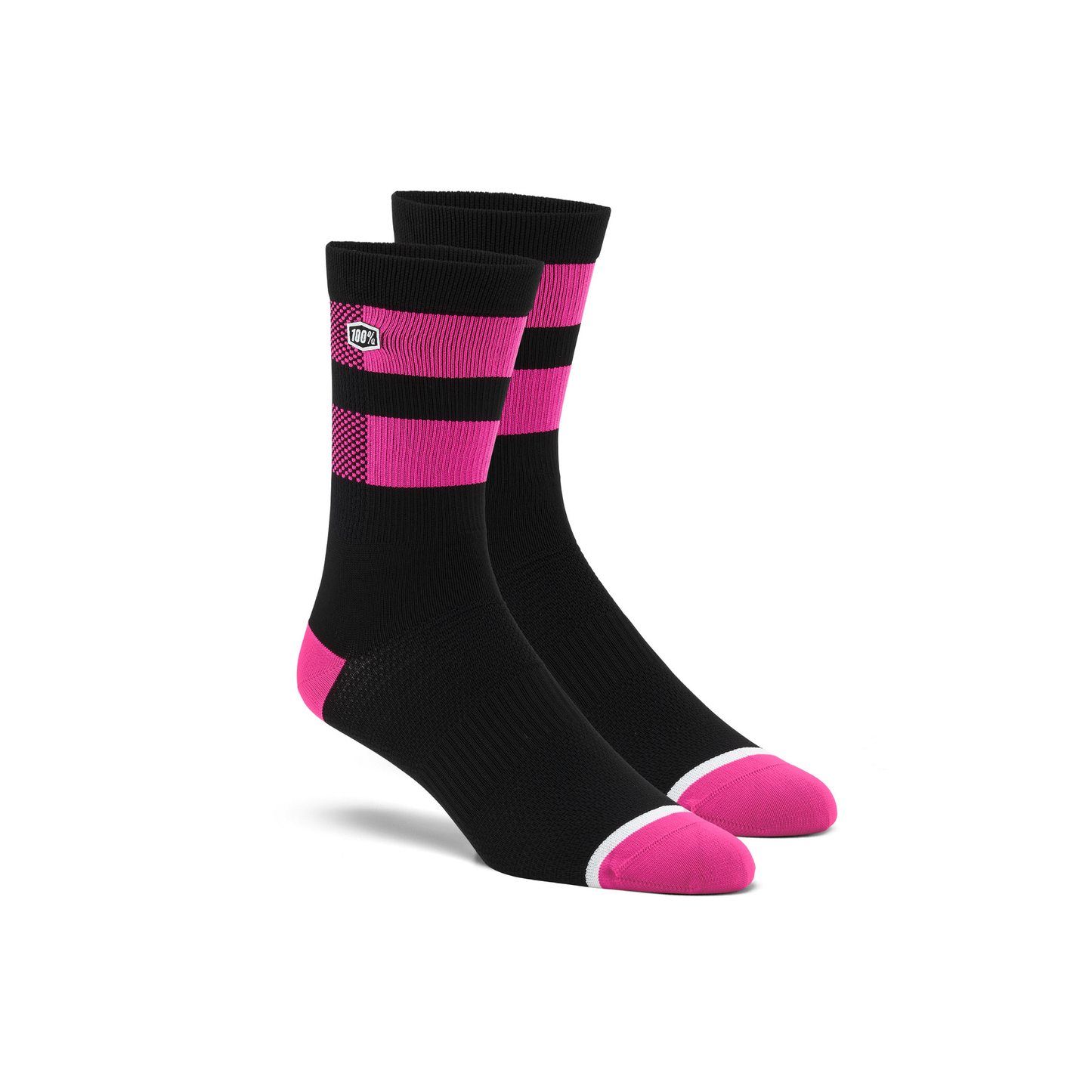 100 Percent Flow Performance Socks - L-XL - Black - Fluo Pink - Image 1
