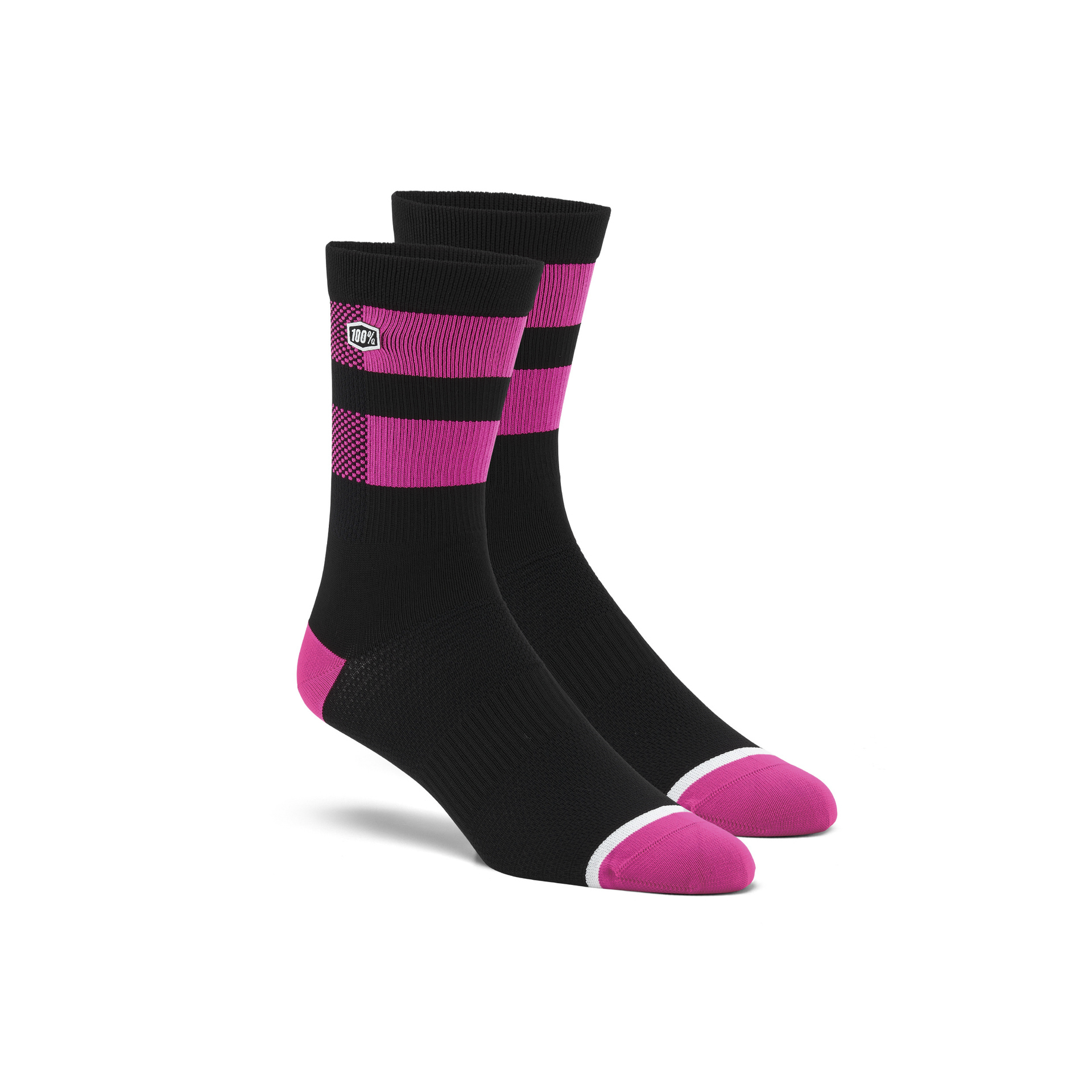 100 Percent Flow Performance Socks - S-M - Black - Fluo Pink - Image 1
