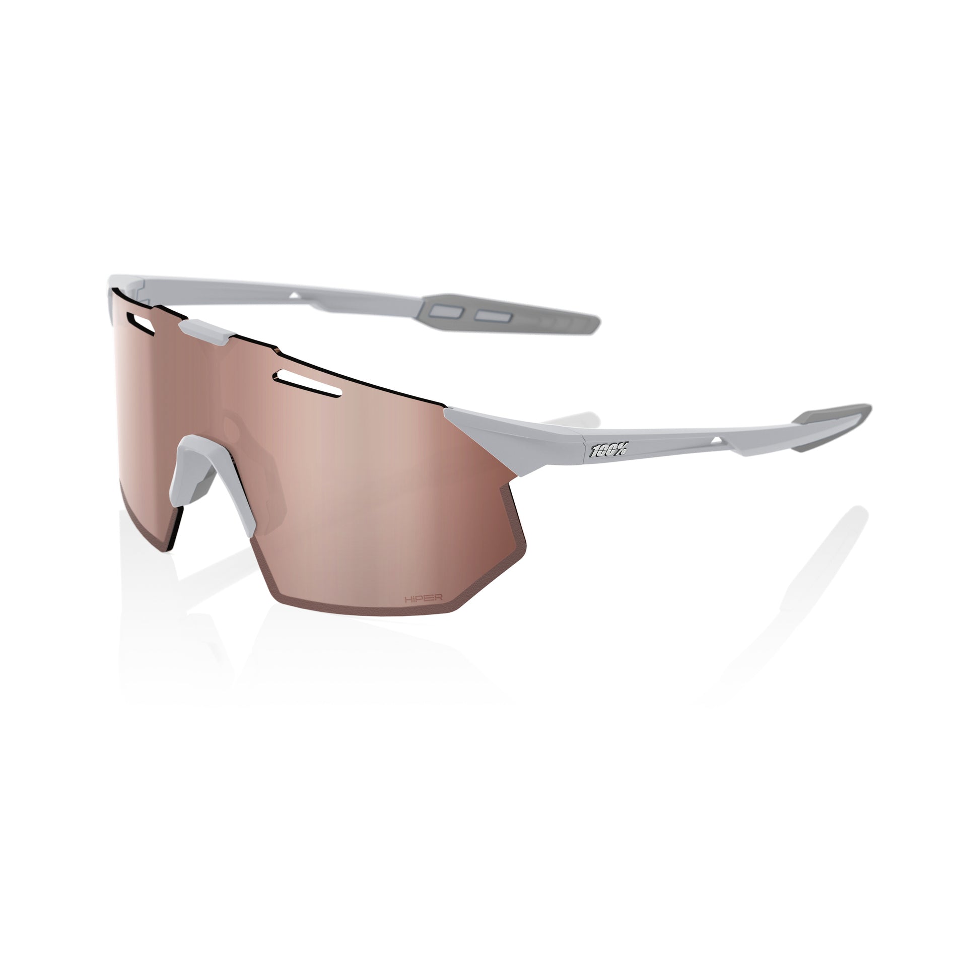 100 Percent Hypercraft SQ Sunglasses - One Size Fits Most - Matte Stone Grey - HiPER Crimson Silver Mirror Lens - Image 1