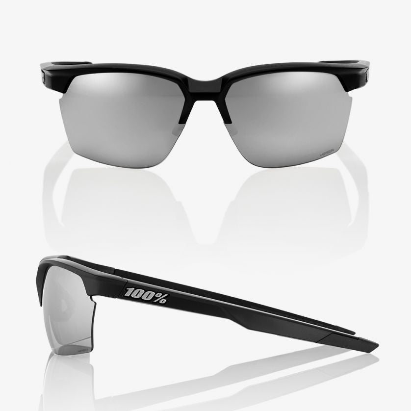 100 Percent Sportcoupe Sunglasses - One Size Fits Most - Matte Black - HiPER Silver Mirror Lens