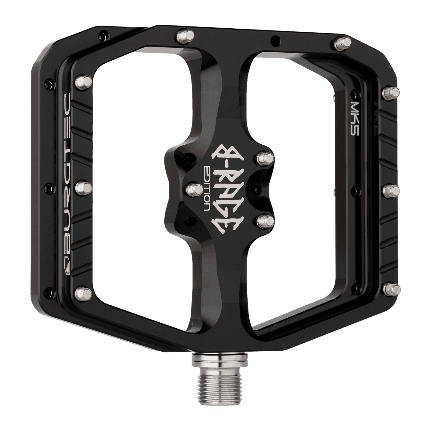Burgtec Penthouse MK5 B-Rage Edition Steel Axle Alloy Flat Pedals - L - Burgtec Black