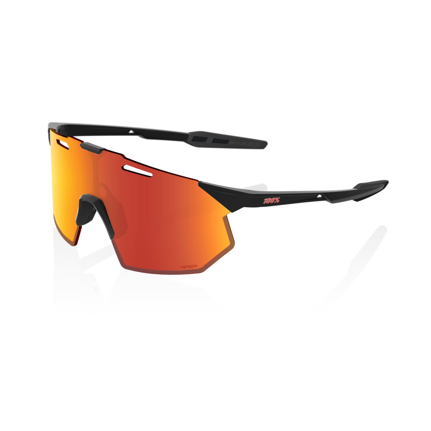 100 Percent Hypercraft SQ Sunglasses - One Size Fits Most - Soft Tact Black Hiper Red Multilayer Mirror Lens