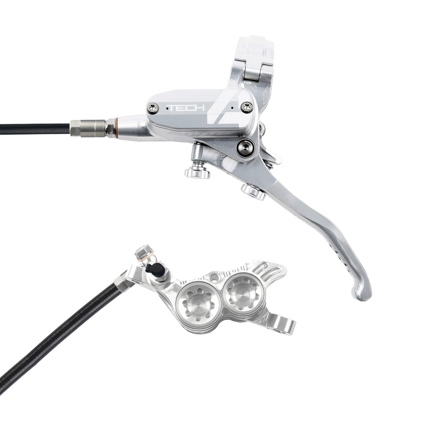 Hope Tech 4 V4 Disc Brake - Silver - Silver - Front - Right Lever - 1000mm