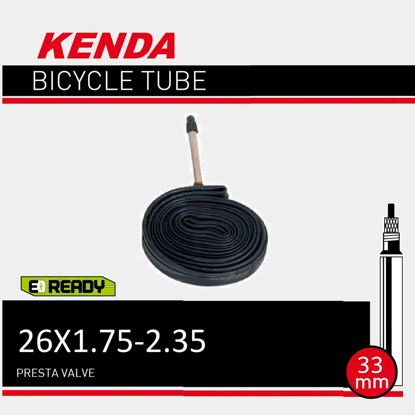 Kenda Tube - 26 Inch - Schrader - 1.75-2.35 Inch - 33mm Valve