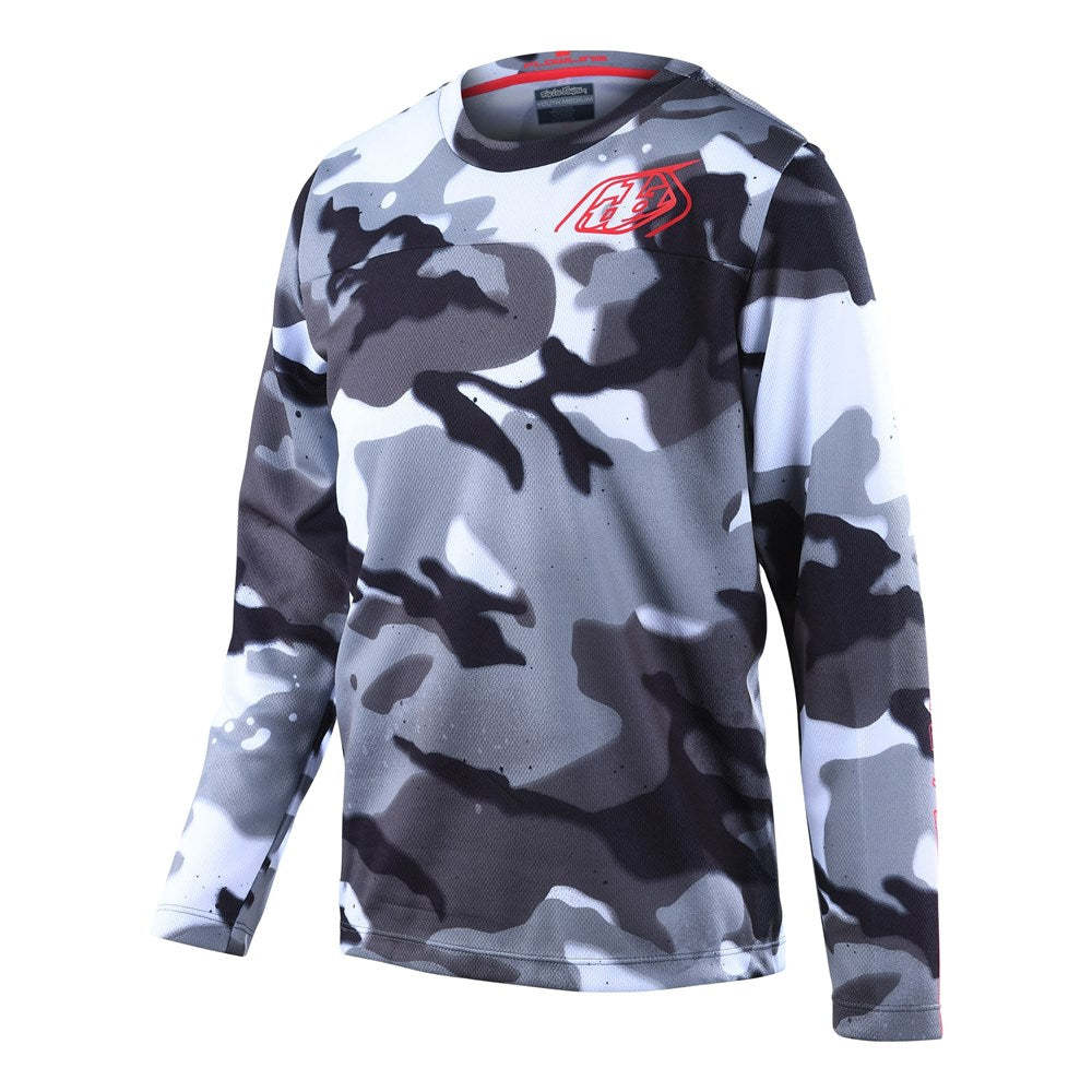 TLD Flowline Youth Long Sleeve Jersey - Youth S - Spray Camo White