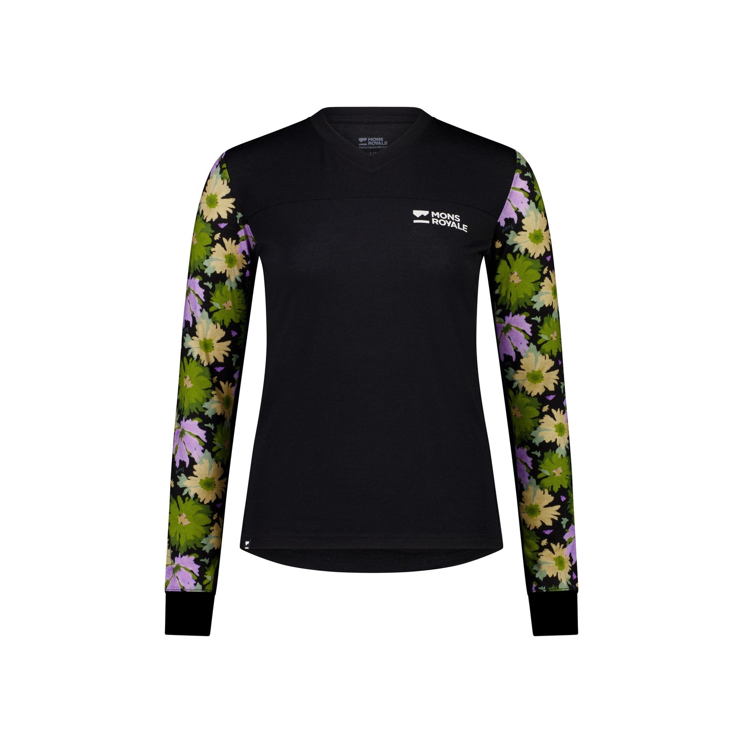 Mons Royale Women's Redwood Enduro VLS Long Sleeve Jersey - Women's XL - Alpine Bloom - Black
