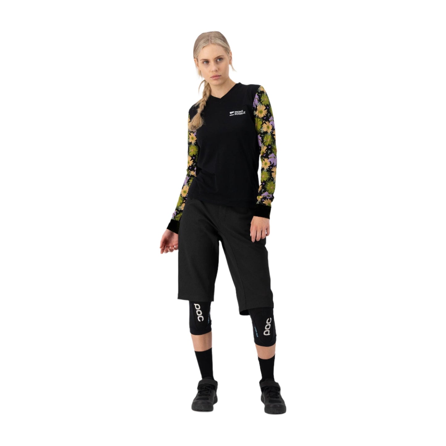 Mons Royale Women's Redwood Enduro VLS Long Sleeve Jersey - Women's L - Alpine Bloom - Black