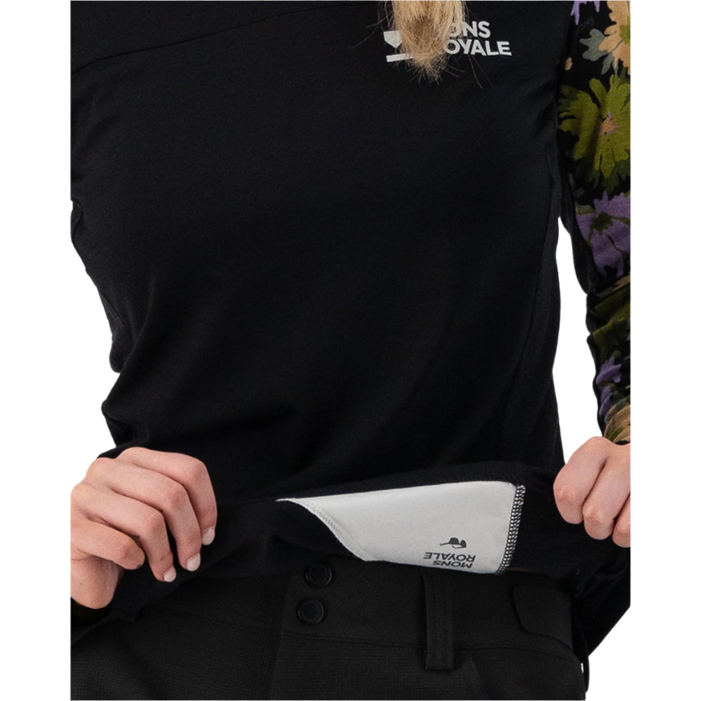 Mons Royale Women's Redwood Enduro VLS Long Sleeve Jersey - Women's XL - Alpine Bloom - Black