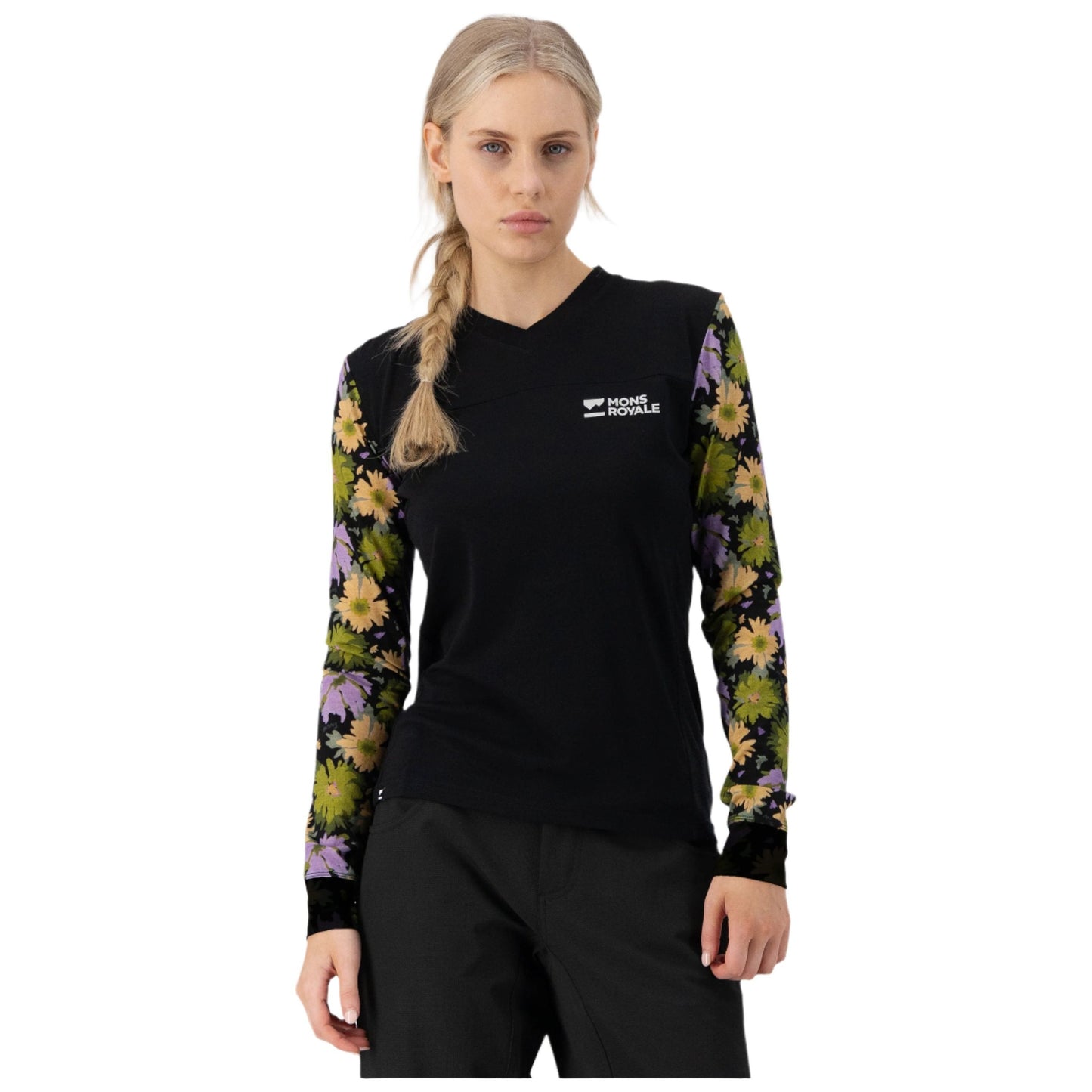Mons Royale Women's Redwood Enduro VLS Long Sleeve Jersey - Women's XL - Alpine Bloom - Black