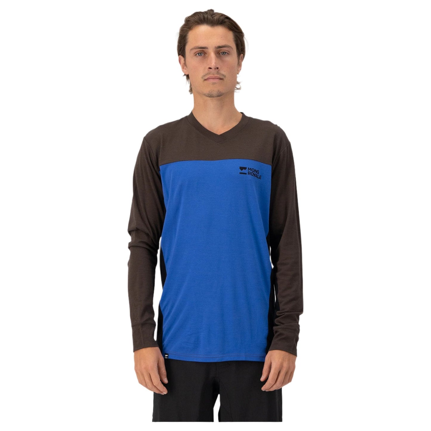 Mons Royale Redwood Enduro VLS Long Sleeve Men's Jersey - M - Cedar - Cobalt - Black