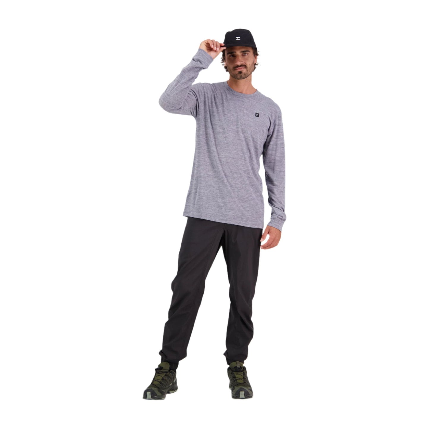 Mons Royale Icon Long Sleeve Men's T-Shirt - L - Grey Heather