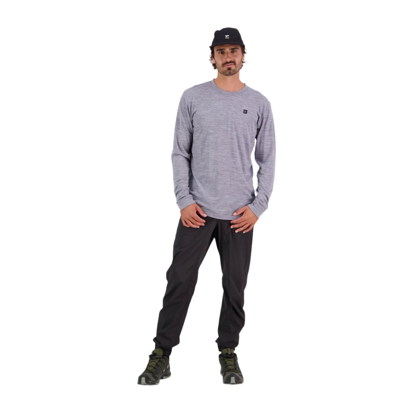 Mons Royale Icon Long Sleeve Men's T-Shirt - XL - Grey Heather