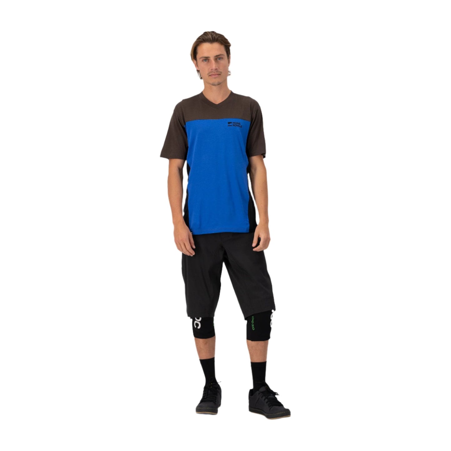 Mons Royale Redwood Enduro VT Short Sleeve Men's Jersey - XL - Cedar - Cobalt - Black