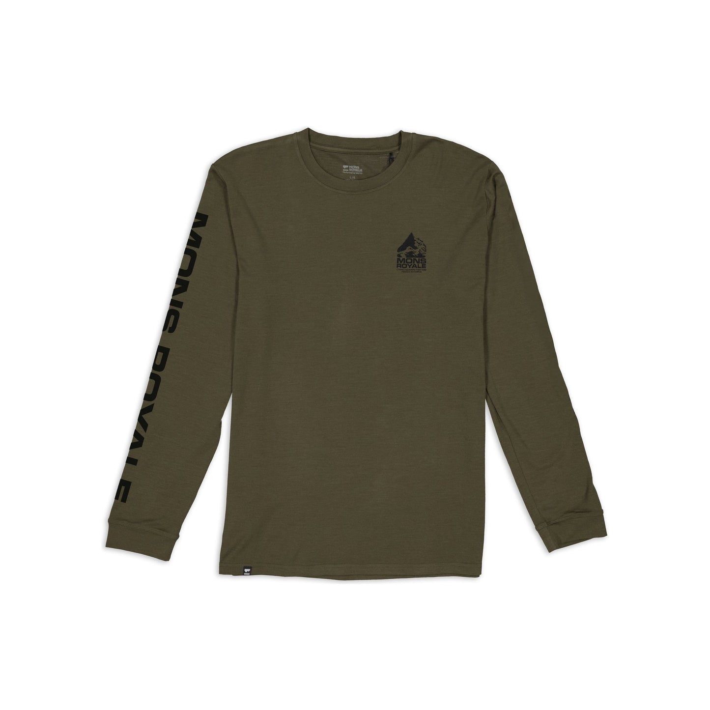Mons Royale Icon Long Sleeve Men's T-Shirt - M - Dark Olive