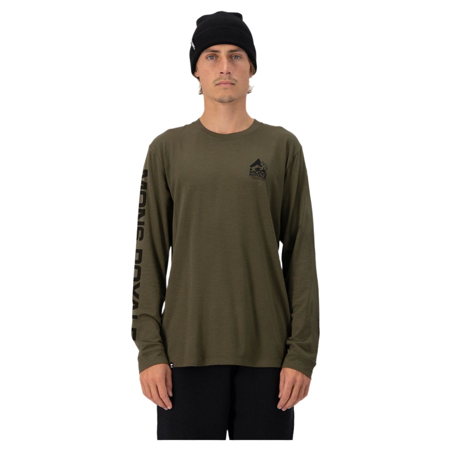 Mons Royale Icon Long Sleeve Men's T-Shirt - L - Dark Olive