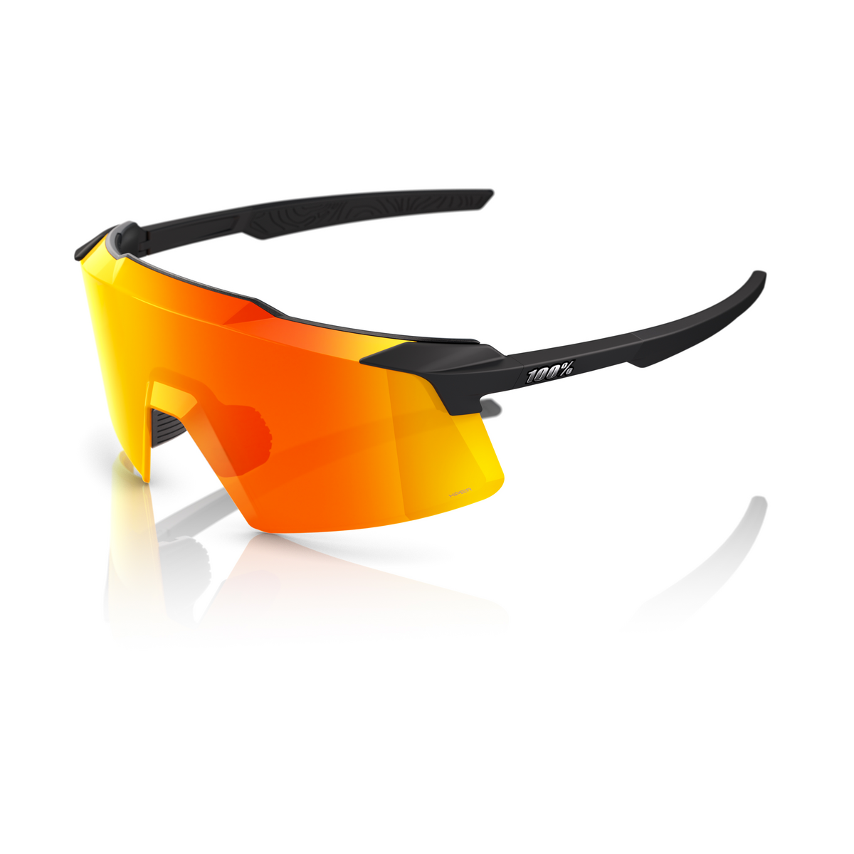 100 Percent Aerocraft Sunglasses - One Size Fits Most - Soft Tact Black - HiPER Red Mirror Lens
