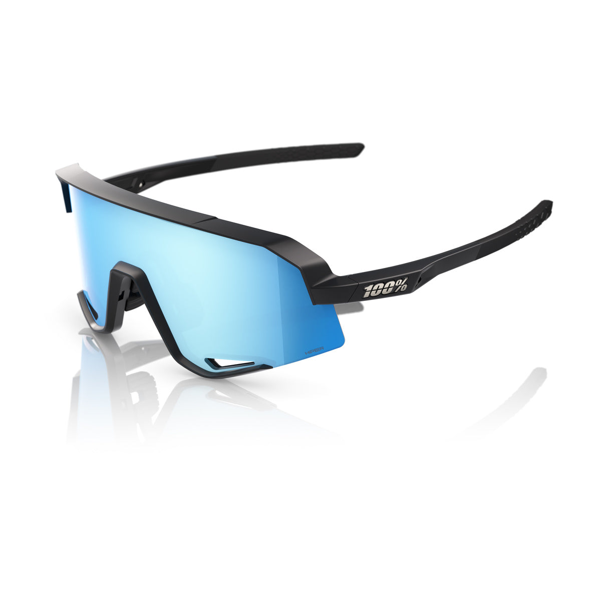 100 Percent Slendale Sunglasses - One Size Fits Most - Matte Black - HiPER Blue Mirror Lens