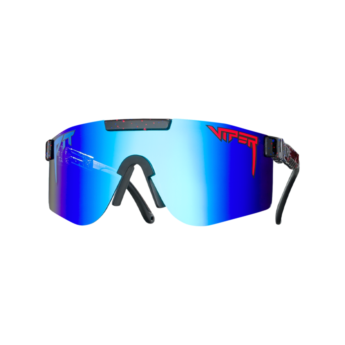 Pit Viper Original Wide Sunglasses - The Absolute Liberty - Red and Black and Blue - Mirror Polarized Lens
