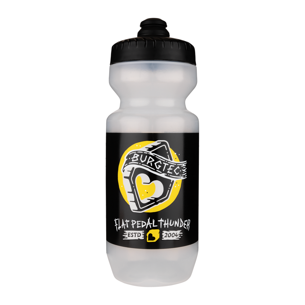 Burgtec Guzzle Water Bottle - Clear - 650ml - Flat Pedal Thunder