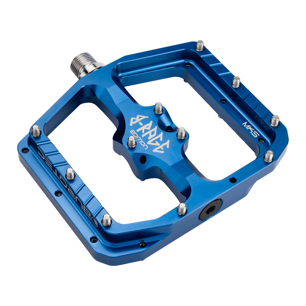 Burgtec Penthouse MK5 B-Rage Edition Steel Axle Alloy Flat Pedals - L - Deep Blue